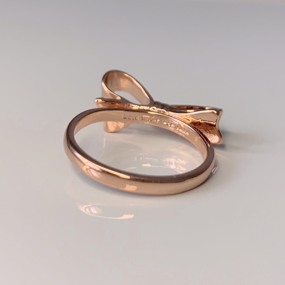 Kate Spade Rose Gold Metallic Ribbon Tie Knot Ring Coquette Girl Rosette Jewelry - Picture 2 of 2
